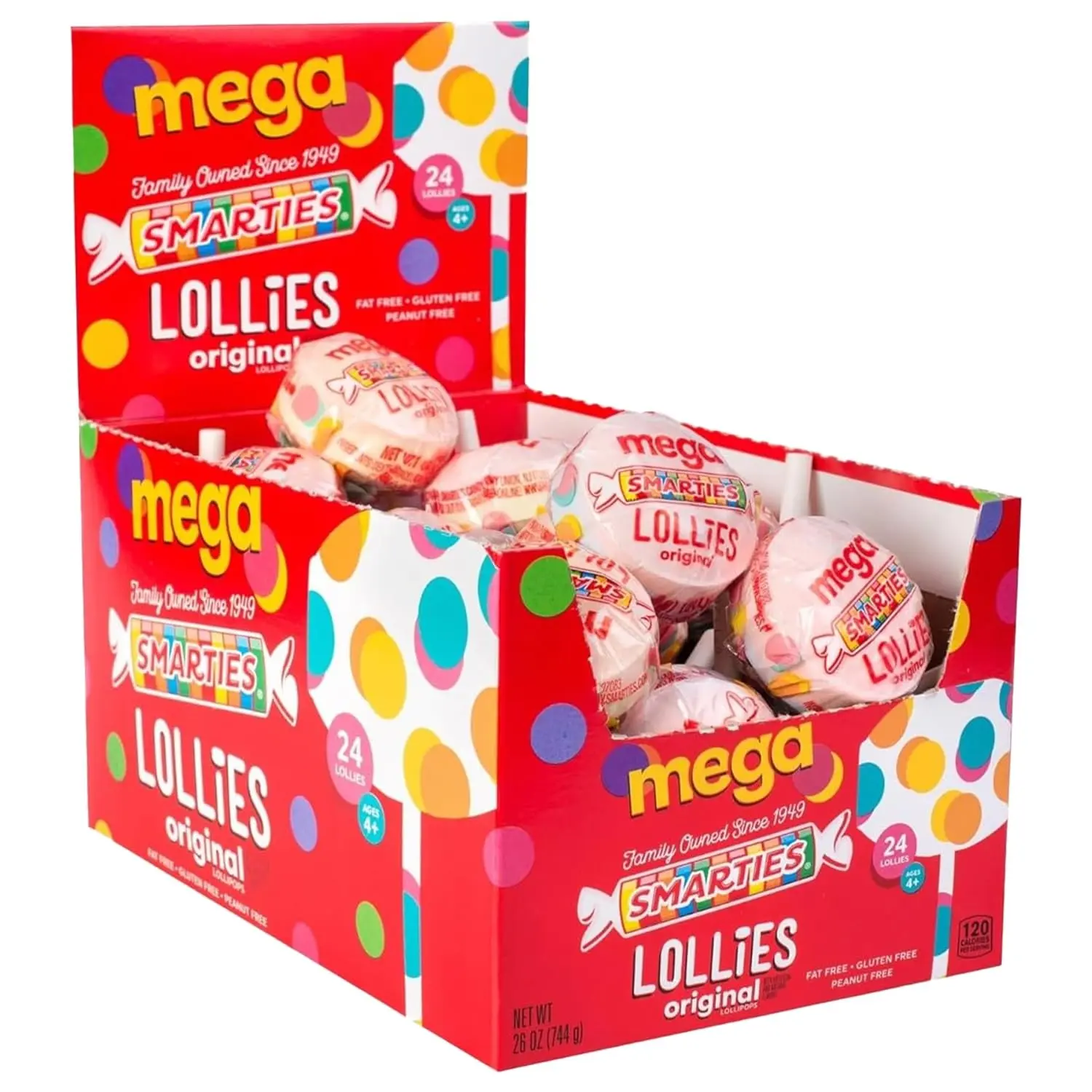 Smarties  Mega Lollies Original Box / 24 count 26oz