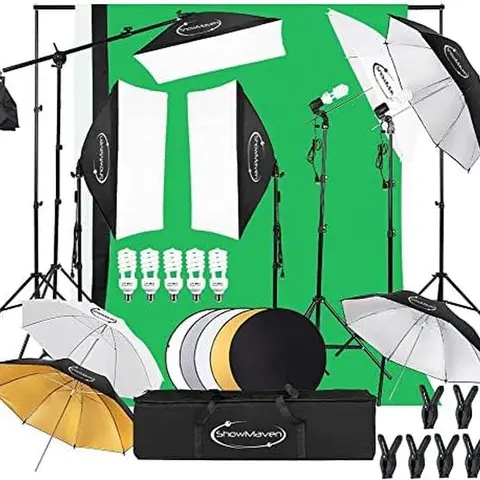 VINGLI Pro Softbox Lighting Kit - Daylight Photographic Fill Light, Softboxes+Umbrellas, E27 Socket, Photo Backdrop, US Standard Plug, 1 Carry Bag for Content Creators (New Kit)