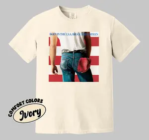 [SALE 30%] Bruce Springsteen Comfort Colors Shirt, Retro Born In The U.S.A. Photo Tee, Full Size Options, Rock Concert Tee, Rock Music Fan Gift