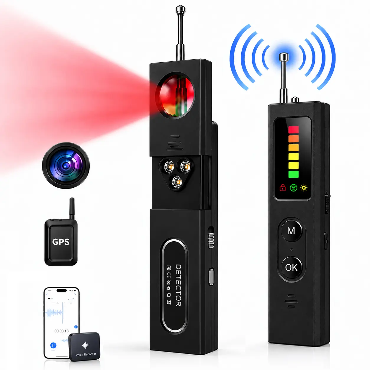 Hidden Camera Detectors, GPS Tracker Detector and RF Signal Scanner, For Office, Travel, Hotel, Car hidden camera GPS detector, Hidden Cam, Find Out Hidden GPS Trackers,back to school,back to school haul