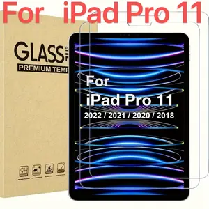 2-piece set suitable for iPad Pro 11 inch 1st/2nd/3rd/4th generation 2018/2020/2021/2022 A1980 A2013 A2228 A2230 A2377 A2460 A2759 A2435 high-quality tempered glass screen protector, with a hardness of 9H and transparent screen protector film