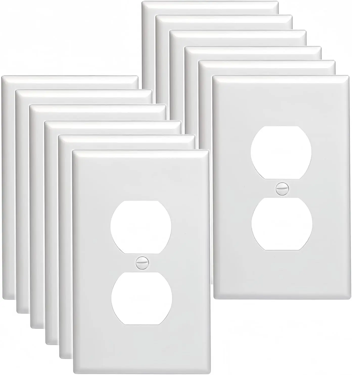 Outlet Covers Wall Plates -Duplex Outlet Covers, 1-Gang Standard Size Wall Plate for Outlets, Duplex Receptacle Wall Plate,Unbreakable Polycarbonate Thermoplastic,Ul Listed (12-Pack,White) ConWen