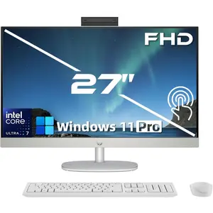 HP 27" FHD Touchscreen Business All-in-One Desktop Computer, Intel 12-core Ultra 7 155U (Beats i7-1355U), Wireless KB & Mouse, Wi-Fi 6, Windows 11 Pro, for Home or Work(64 GB RAM | 4 TB SSD)