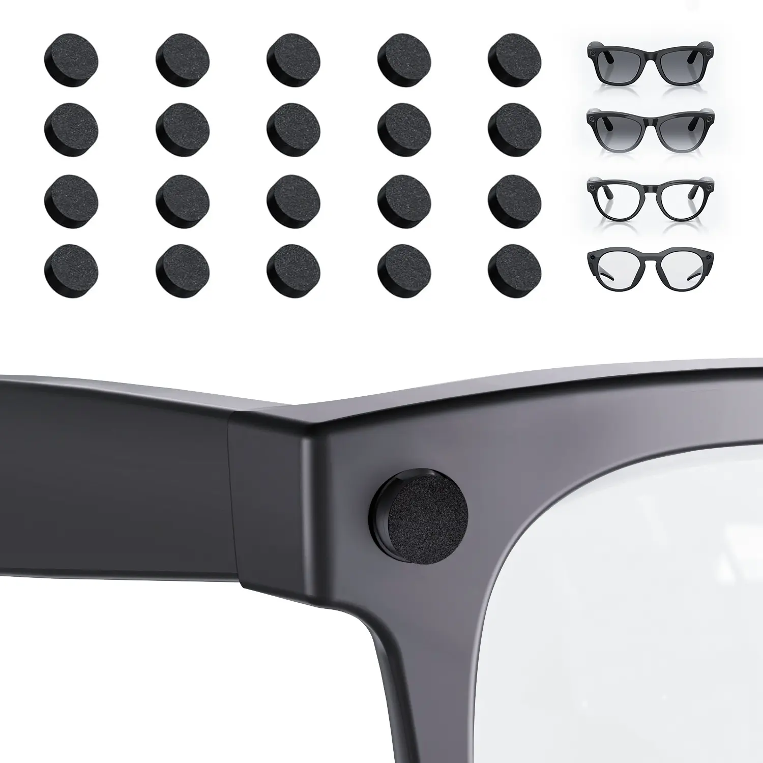 【20PCS】ZENOTTIC LED Light Blockers Accessories for Ray-Ban Meta Smart Glasses, Acrylic Camera Shield Caps, Privacy Covers Without Interference to Photo & Video Recording