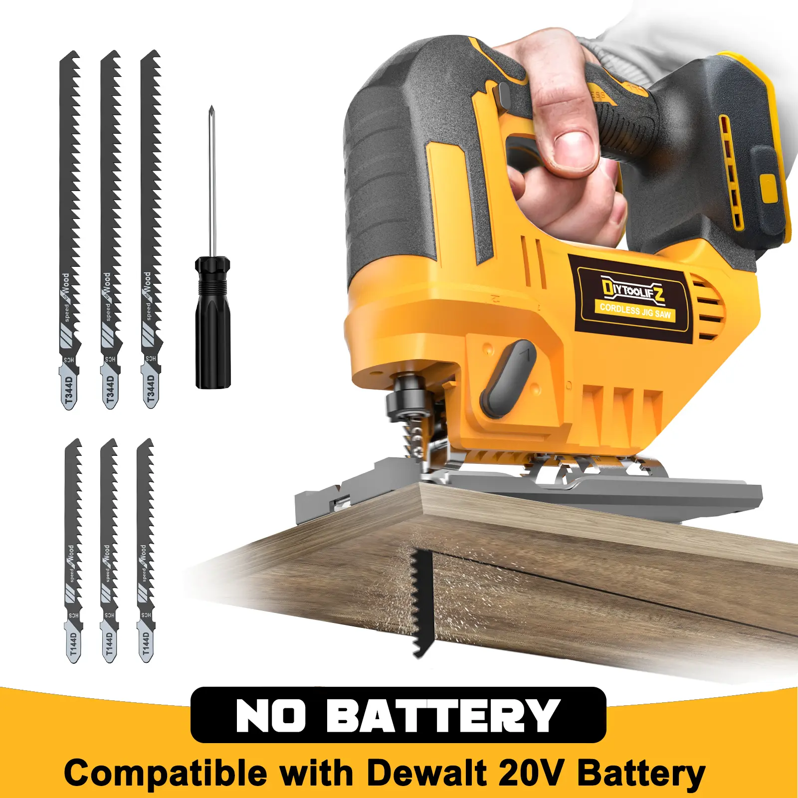 Cordless Jigsaw Compatible with Dewalt 20v Battery(NO Battery!!), Jig Saw Tool Brushless,2900RPM,0°-45°Bevel,3 Orbital Action,LED Light for Straight/Curve Cutting Power Tool backtoschool