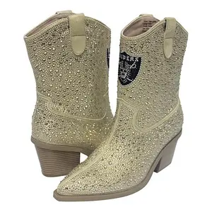 Officially Licensed NFL Team Boot Crystals Boot - Raiders