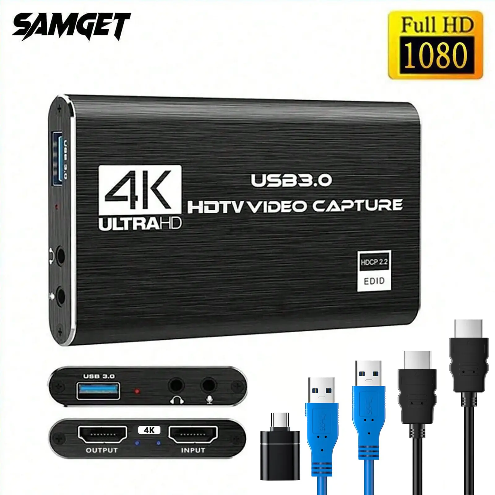 4K Video Capture Card 1080P 60fps HD Video Recorder Grabber For OBS Capturing Game Card Live With USB3.0 Cable HDTV Cable #SummerVibes