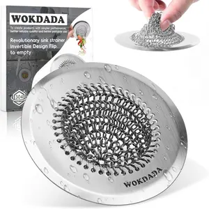 Revolutionary Kitchen Sink Drain Strainer, Patented Reversible Kitchen Sink Strainer, Anti-Clogging Sink Strainer Basket, 304 Stainless Steel Sink Stopper, Handmade Kitchen Gadgets