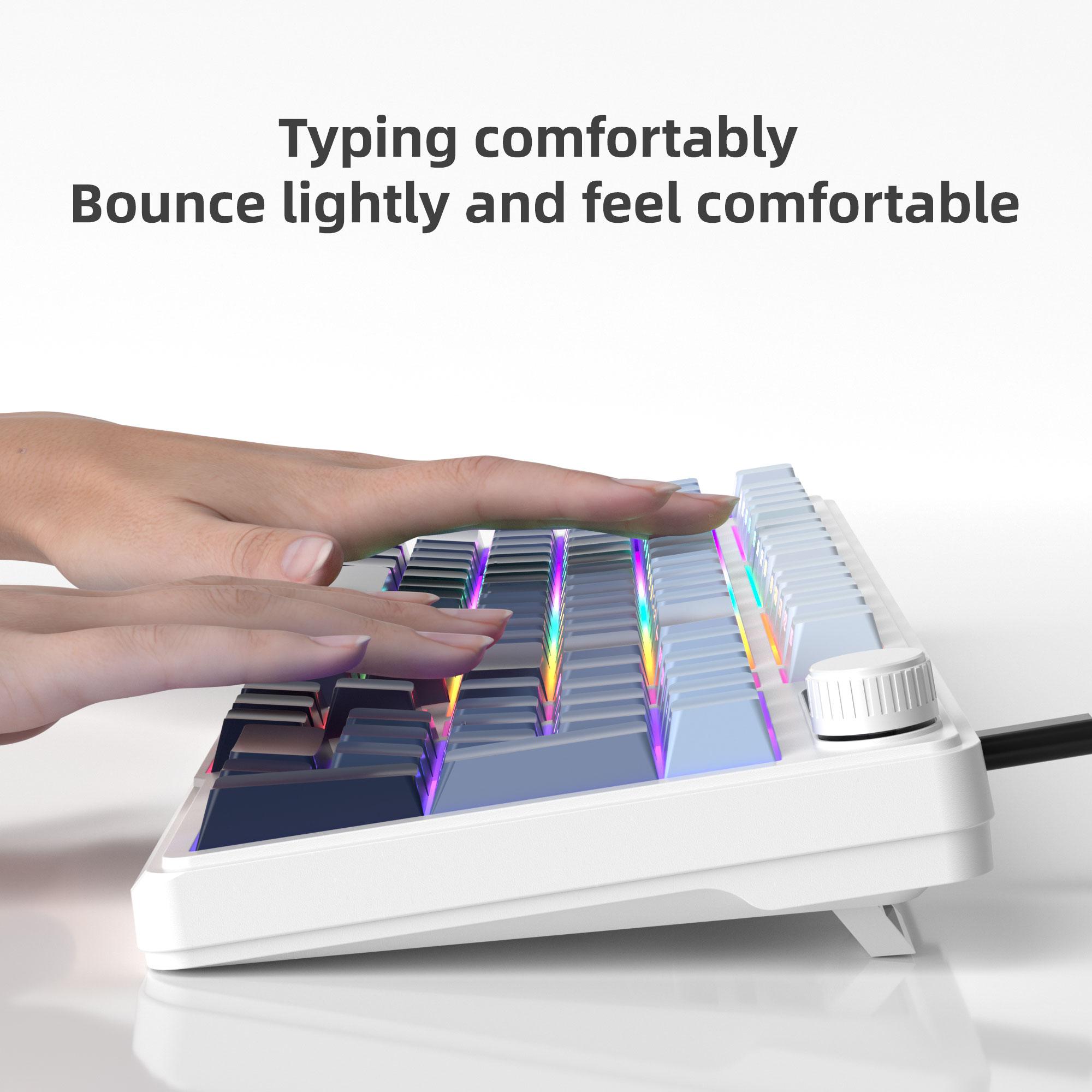 MageGee GK960 Multi-Functional Membrane Keyboard Wired RGB Lighting  Knob Ergonomic OEM Profile Side-Printed Keycaps Dual-System Support for Gaming Office