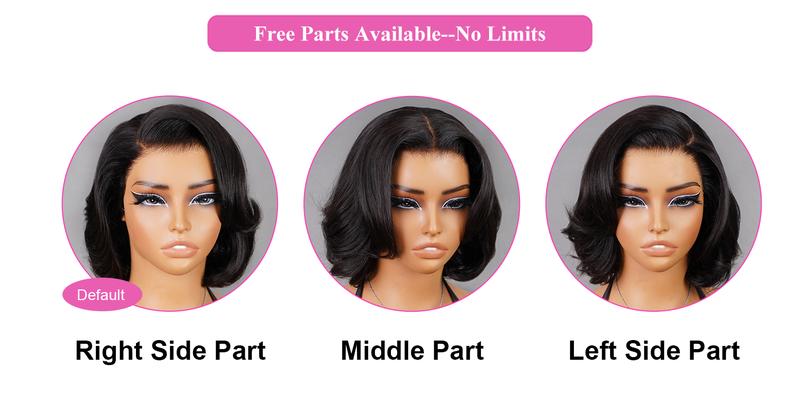 [New In] BGMgirl Blowout Short Bob Straight 7x5 Lace Wear Go Wig Pre-Bleached Tiny Knots Pre-Styled C Part Design Glueless Human Hair Wig Fashion Look eve valentines day gift