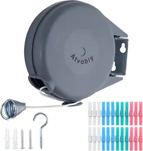 Retractable Clothesline Outdoor Heavy Duty Clothes Line Retracting Indoors for Drying Clothes Portable Clothesline 40 Feed Laundry line with 24 pcs Clothespins