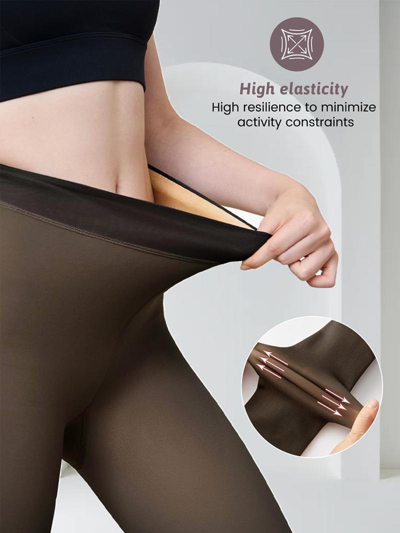 Winter Magic Fleece Uned Leggings One Seam Compression Band Fleece-lined Tights M To 3XL 6 Shades Closed Foot Magic Skin Pantyhose Plus Size Light Brownfu Big Black Women Minimalist