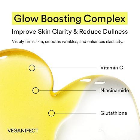 VEGANIFECT Vitamin C Glow Mist for Radiant Skin, Hydrating Serum Mist with Niacinamide & Glutathione, Korean Vegan Skincare, 3.38 Fl Oz