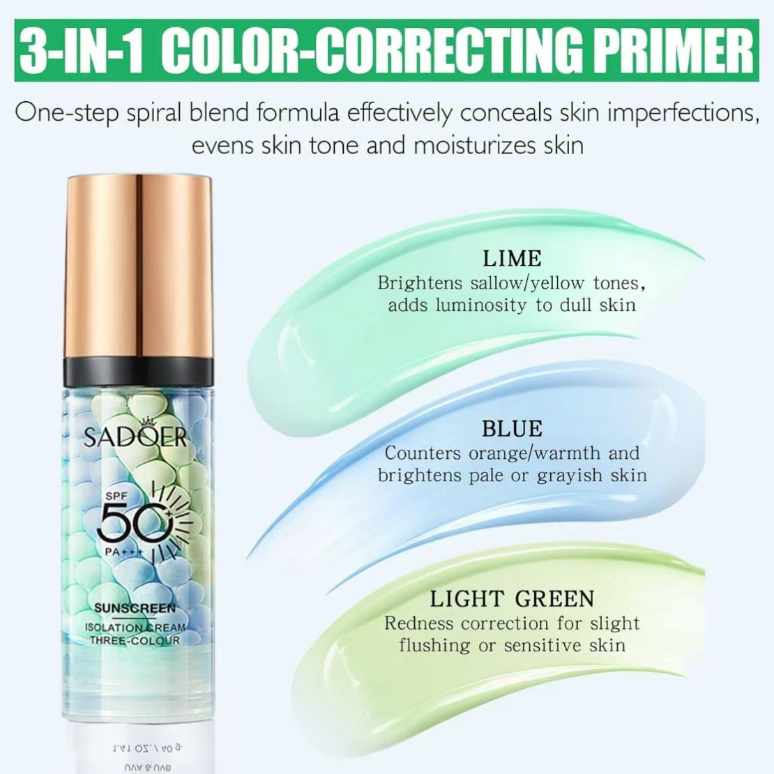 3-in-1 Tinted Moisturizer Facial Serum SPF 50PA+++ Universal Matte Sunscreen, Hydrating Hyaluronic Acid Face Primer Color Correcting Brightening Oil Control For Sensitive Skin