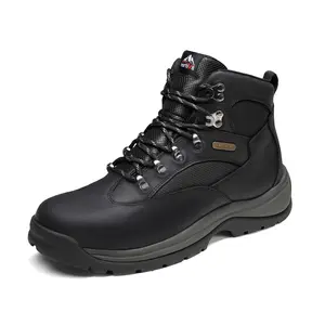 NORTIV 8 Men's Steel Toe Work Boots - Comfortable Footwear for Everyday Wear Black Boy Women Closed