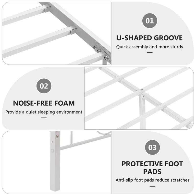 VECELO Bed Frame Heavy Duty Metal Platform Support Twin Full Queen Size with Strong Metal Headboard Footboard,No Box Spring Needed,Easy Assembly,Pink White traditional bed