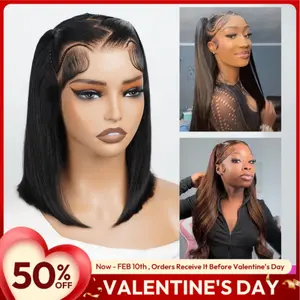 Asteria Hair Pre-Styled Straight 13x4 Glueless Ready to Go Lace Frontal Wig Human Hair Wigs Pre Bleached Beginners Glueless Wig Valentine Musts