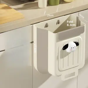 Foldable Under Counter Trash Can 1 Count Hanging Garbage Storage Bucket Space-saving Touchless Slim Design Kitchen Accessory Home Duty Garbage Can