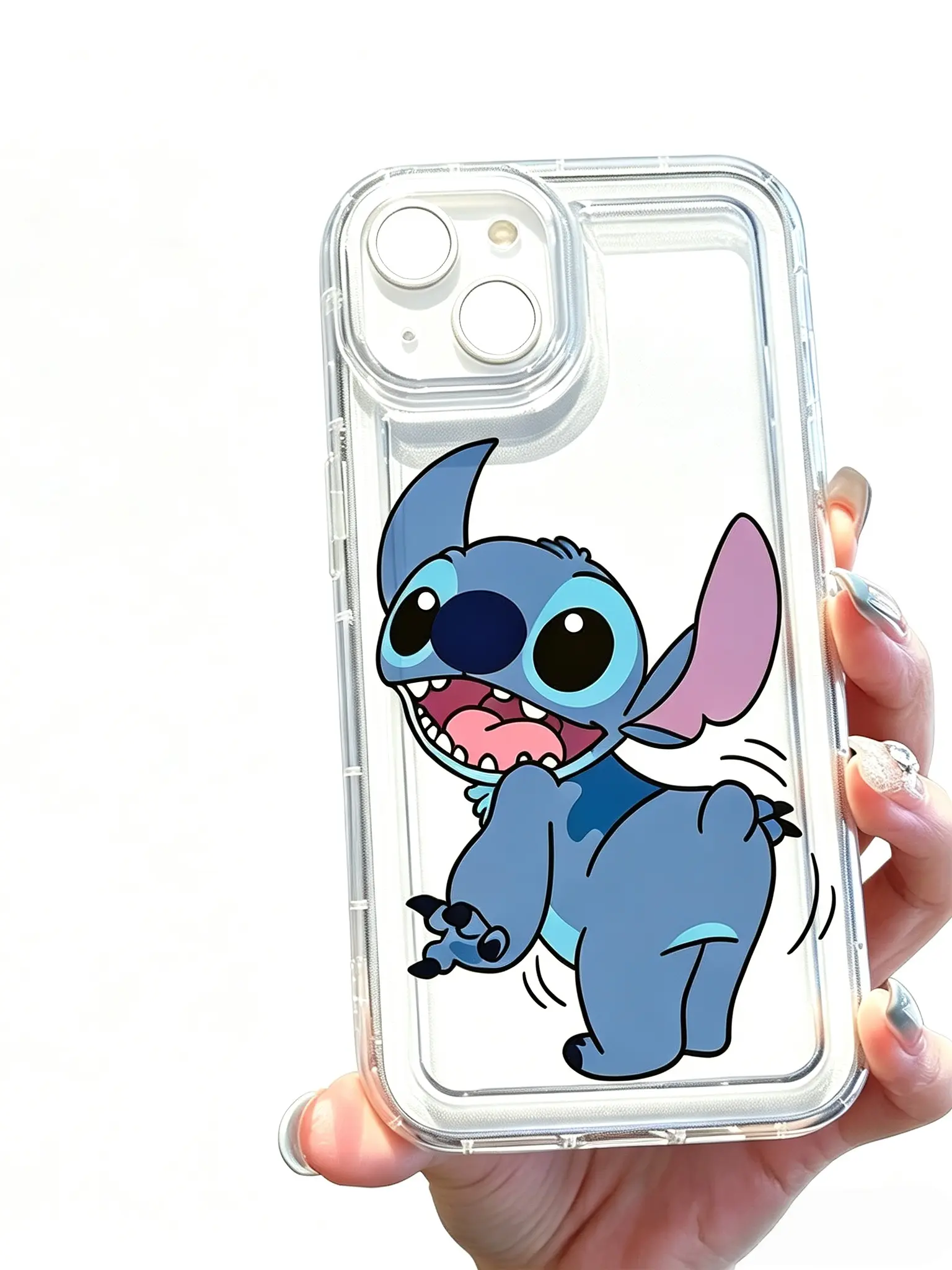 Disney Stitch Clear Phone Case, Unique Novelty Style Case, Fun Decorative Accessory For Pop Culture Fans Casual Outings