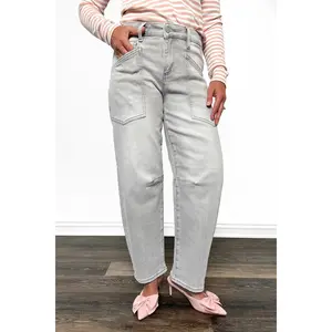 The Kingston from Risen High-Rise Patch Pocket Barrel Leg Denim