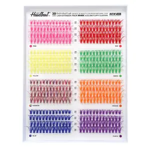 3D Colored Lash Clusters D Curl 416 Pcs 8 Colors 10mm 12mm 14mm 16mm Mixed Faux Mink Lashes DIY Individual Lashes 40D Colorful Fluffy lashes Extension(8 Colors-D Curl, 40D-10-16)