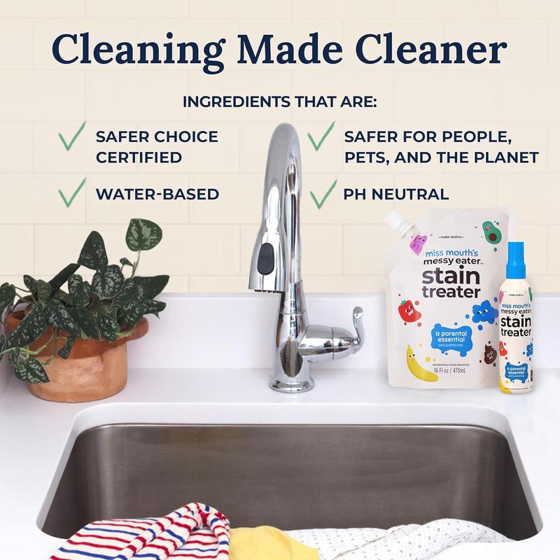 Miss Mouth’s Messy Eater Stain Treater Refill Ready Kit - 2 Pack Stain Remover Spray and 16oz Refill Pouch