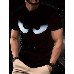Novelty Bold Cartoon Face Graphic T-Shirt for Men - Funny Novelty Graphic Print, Crew Neck, Regular Fit, All-Season Casual Wear, Everyday Tshirt | Character Print Shirt | Glossy Finish, Cute Shirts For Boyfriend Bf Lover
