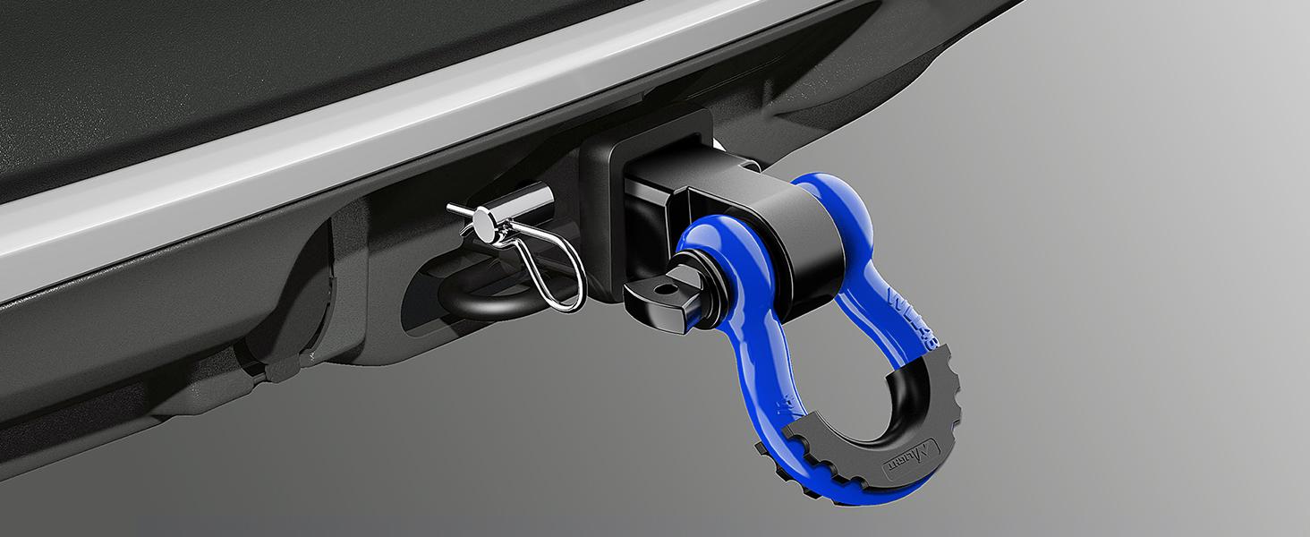 Nilight Shackle Hitch Receiver 2Inch 45000 LBs Breaking Strength 3/4" D Ring Shackle w/Trailer Hitch Pin Heavy Duty Solid Recovery Towing Kit for Trucks Jeeps Off-Road