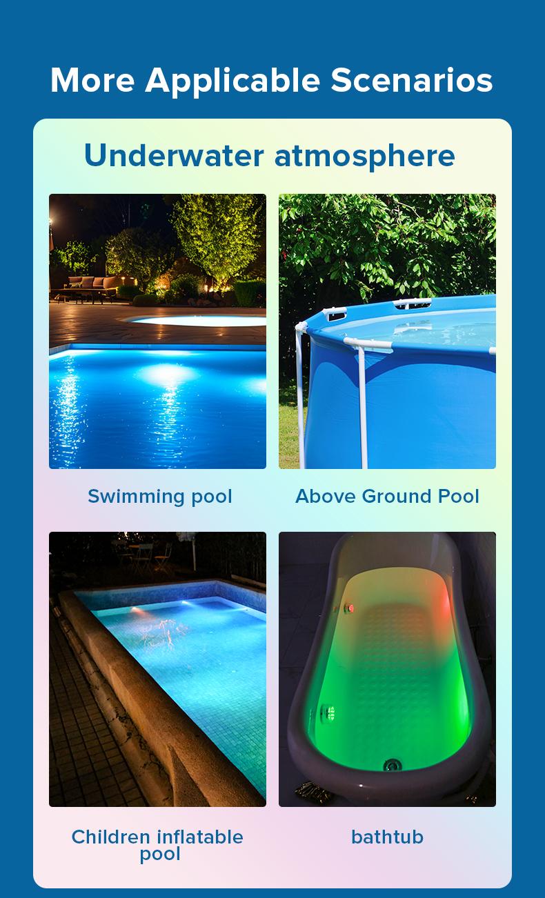 SANSI Poolside Light, Waterproof Color-Changing LED Light for Swimming Pool, Pond, Garden & Shower, Magnetic Mount, RF Remote, Battery-Powered Underwater Lighting Outdoor Decorative