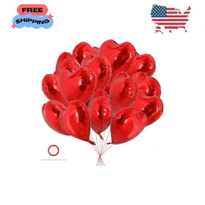 30Pcs 18 Inch Red Heart Balloons Valentine’s Day Heart Shape Foil Mylar Balloons Decoration