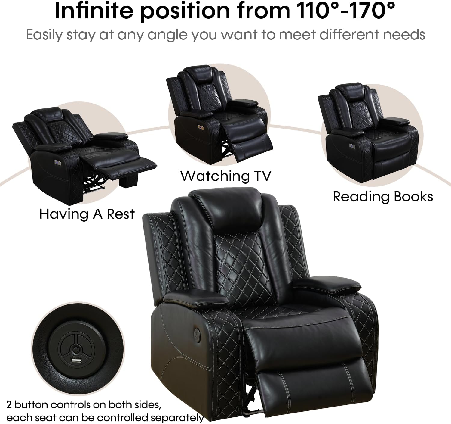 Luxury electric sofa combination with LED lights, lounge chair with pull-down table/sofa with storage desk/single chair for living room furniture ﻿