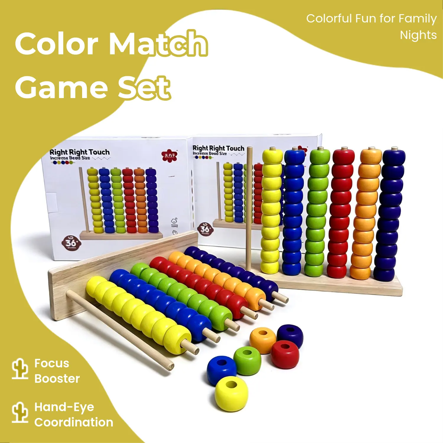2 Large Color Stack Challenge Sets – Perfect Gift for Children's Day & Birthdays, Best Choice for Family Fun & Gatherings, Colorful Wooden Table Math Learning Tools