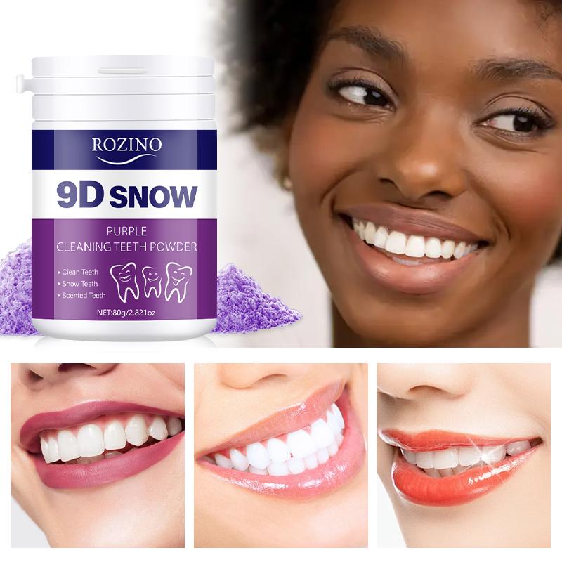 ROZINO 9D Snow Purple Cleaning Teeth Powder - Gentle Non-Irritating Formula for Fresh Breath & Strong Teeth Gums - 80g Single Item