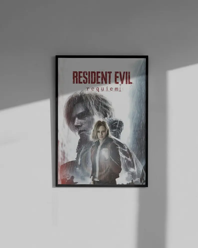 Resident Evil Requiem Art Print - New Season Aesthetic Gaming Poster, Leon Kennedy & Ashley Graham Wall Decor, Horror Fan Gift