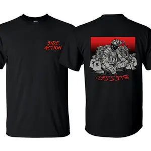 Side Action Cash Siege Tactical Operator Graphic Tee, Armed Combat Soldier Money Stack Design, Patriotic Military Shirt, Gift for Veterans & Tactical Fans, Unisex Cotton Short Sleeve Casual Streetwear