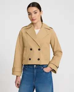 Express Double Breasted Cropped Trench Coat