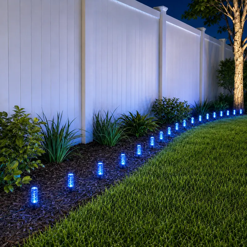 20-LED Solar Garden Stake Lights with Bubble Shape & Plastic Body, 20-Pieces Blue Festive Decor, Solar Outdoor Lights, IPX4 Waterproof, 8 Lighting Modes, Eco-Friendly for Pathway Glow & Lawns