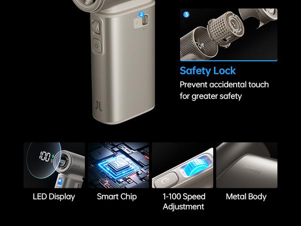 Jisulife Multifunction Portable Handheld Turbo Fan with 9000 mAh Powerbank & Flashlight 100 Speeds Adjustable Mini Personal Fan for On-the-Go Cooling