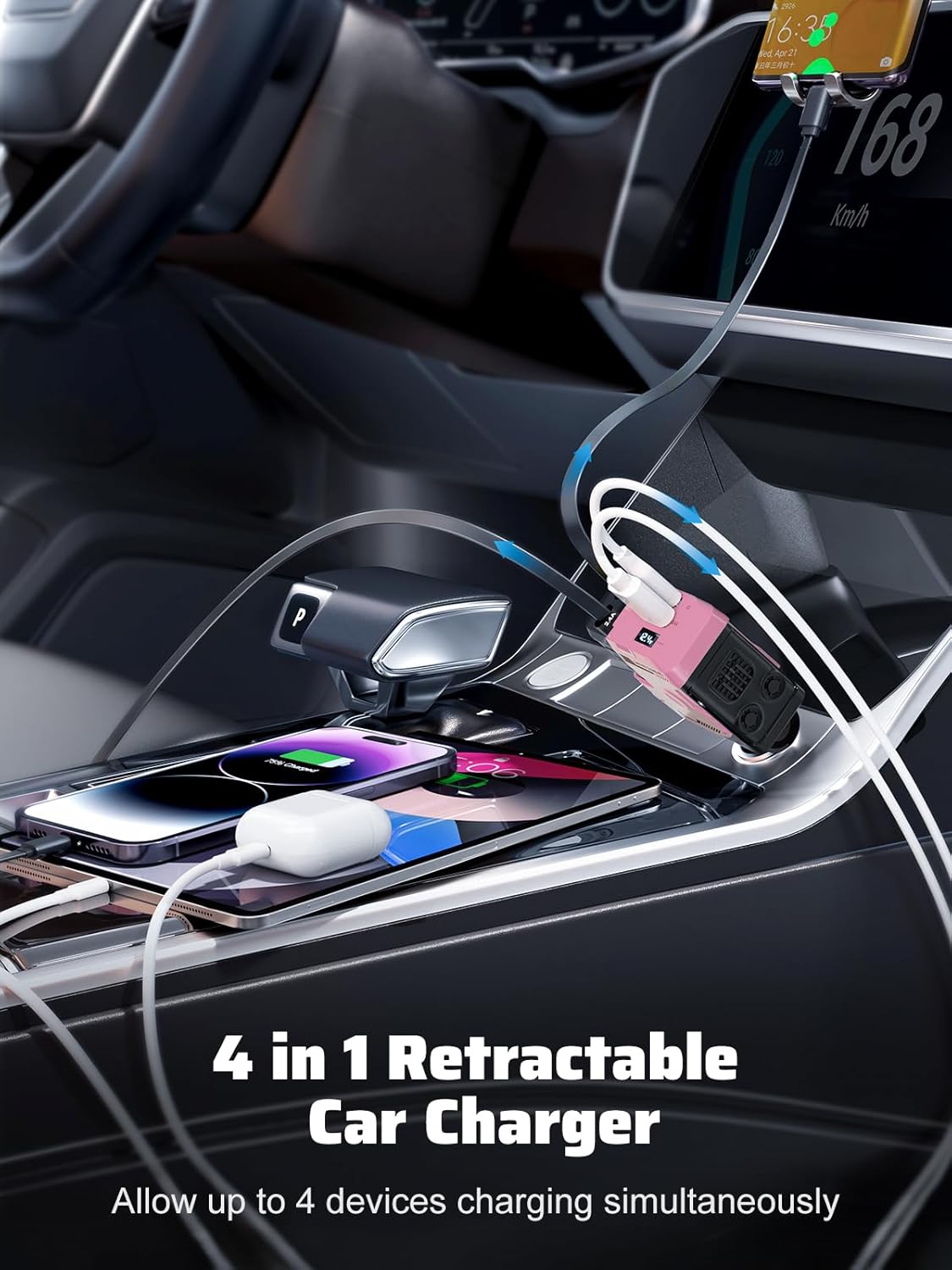 【New Airfreshener Starlight In Car Roof】5 in 1 Car Charger, Car Air Freshener with High Speed USB C Adapter with Lightning Cable & Charge Port for iPhone & Android Phone, Retractable Car Charger, Comes with 3 Bottles of Fragrance, Car Accessories 【New Airfreshener Starlight In Car Roof】5 in 1 Car Charger, Car Air Freshener with High Speed USB C Adapter with Lightning Cable & Charge Port for iPhone & Android Phone, Retractable Car Charger, Comes with 3 Bottles of Fragrance, Car Accessories