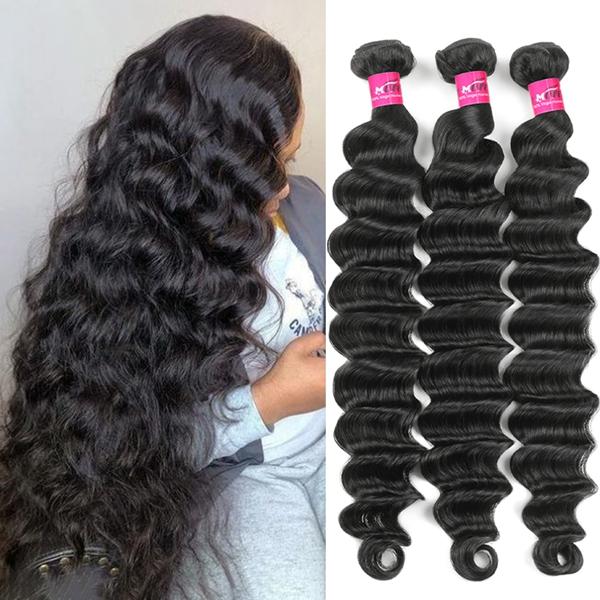 Thick Loose Deep Wave Human Hair Bundles Raw Human Hair Weave Brazilian Body Wave Quick Weave Extensions 1/3/4 Bundles #TiktokShopSpringGlowUp
