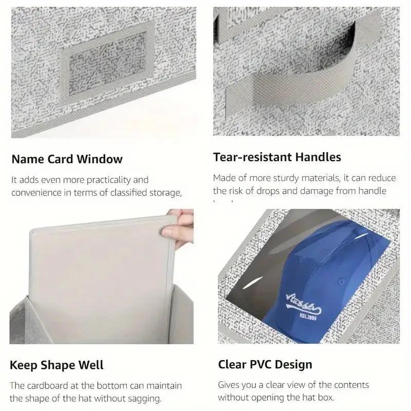 Stackable Hat Storage Boxes for Baseball Caps, Large Cap Storage ，Classic Style, Wardrobe Organizer，mens gifts，hat