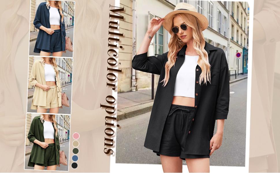 Live Women’s 2 Piece Lounge Tracksuit Outfit Sets 2025 New Linen High Low Shirt and Drawstring Casual Shorts New Summer Womenswear Top Live Women’s 2 Piece Lounge Tracksuit Outfit Sets 2025 New Linen High Low Shirt and Drawstring Casual Shorts New Summer Womenswear Top