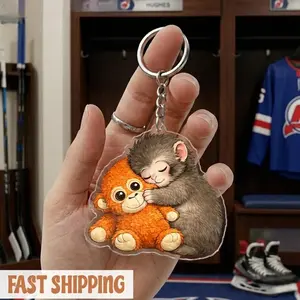 Punch Baby Monkey Acrylic Keychain, Viral Inspired Cute Monkey, Team Punch, Animal Lover Gift, Punch And Plush Toy