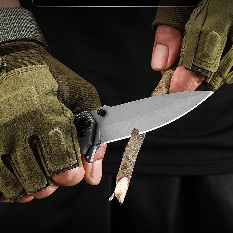 Outdoor knife tactical self-defense knife high hardness multi-purpose lock version folding knife outdoor camping survival portable portable stainless steel knife pocket folding knife hunting emergency men's gift adventure