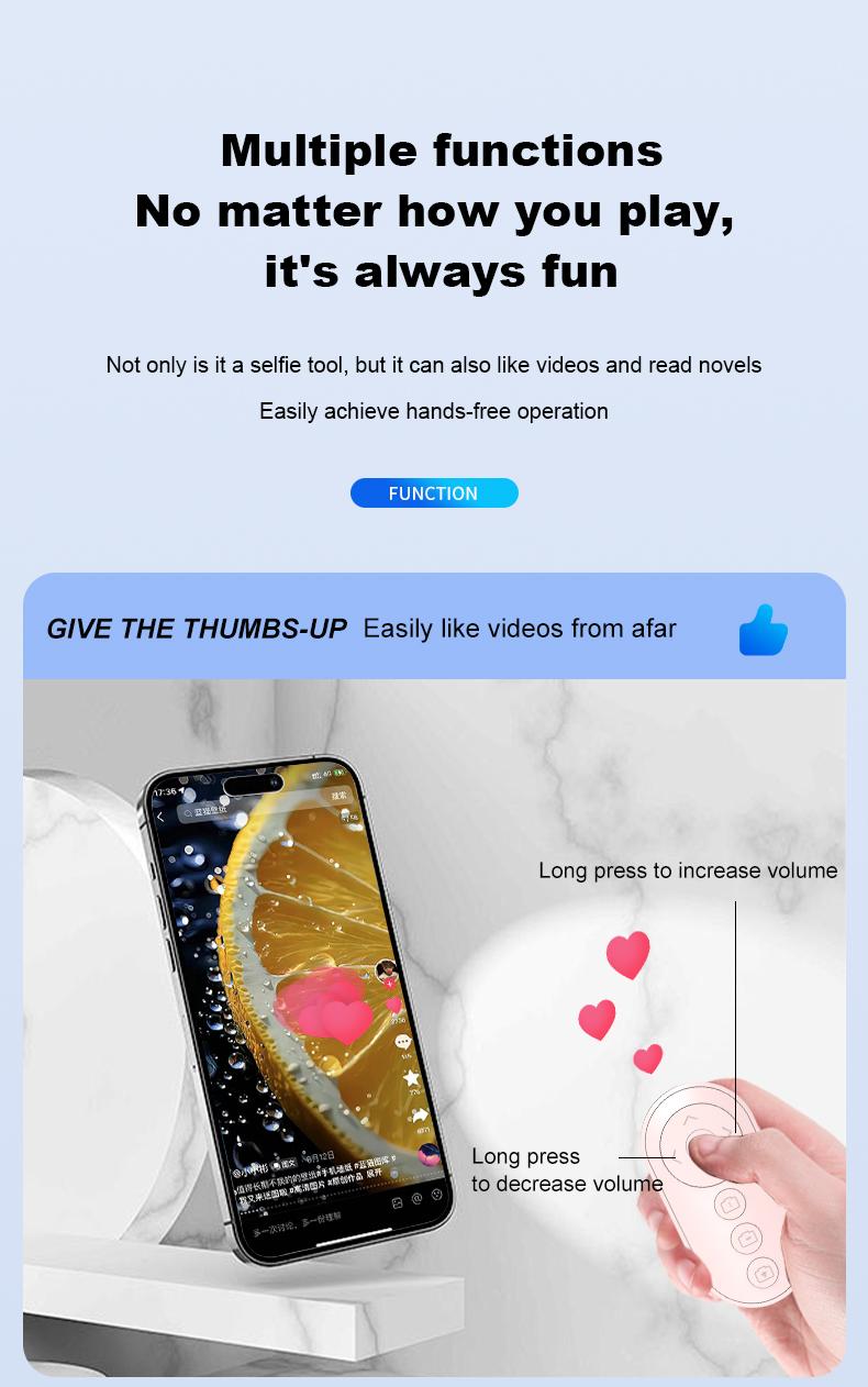MGALL Wireless Mini Remote Control 2025 New Page Turner & TikTok Video Scroller, Remote for Camera & Video Recording, Compatible with iOS & Android Phones