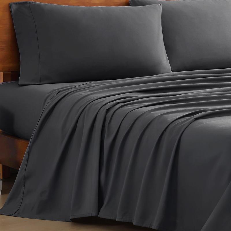 Raybee 4 Pcs Bed Sheets Set ,Solid King Bed Sheet With Pillowcases, 16" Deep Pocket Queen Sheets,Cooling Breathable & Hotel Luxury Super Silky Soft ,Bamboo Sheets Set Raybee 4 Pcs Bed Sheets Set ,Solid King Bed Sheet With Pillowcases, 16" Deep Pocket Queen Sheets,Cooling Breathable & Hotel Luxury Super Silky Soft ,Bamboo Sheets Set