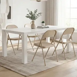 Metal Folding Chairs 6 Pack All Steel Metal Frame Portable Commercial-Grade Foldable Chair with Double Hinged for Office Wedding Party Patio Dinning Events,350LBS Capacity, Champagne Khaki plastic