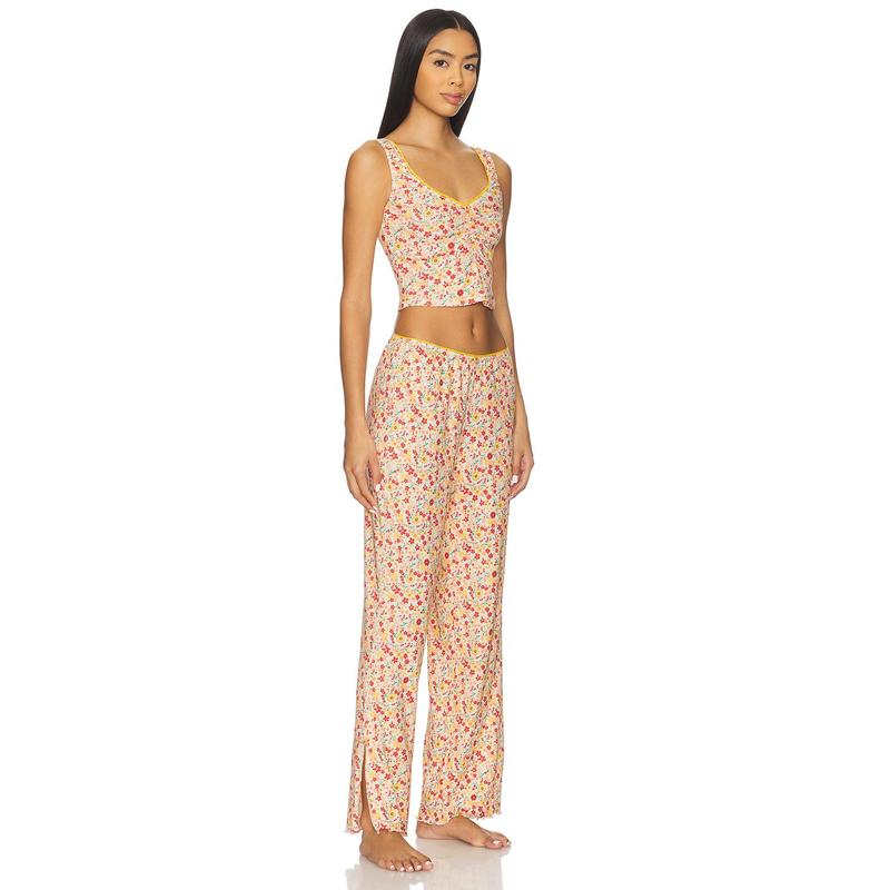 Free People x Intimately Fresh In Love Lounge Set in Pink Chalk Combo