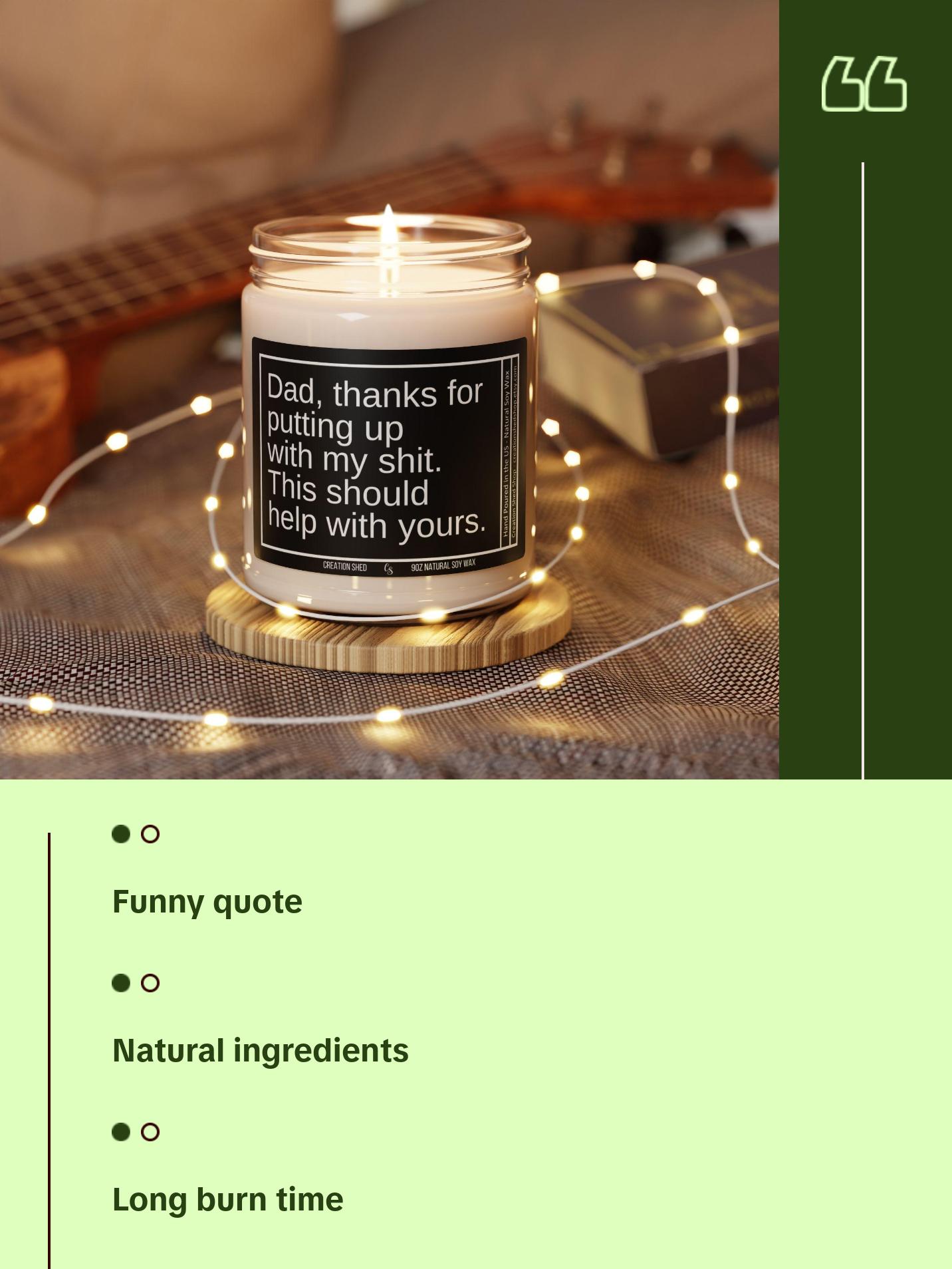 Fathers Day Gift, Funny Gift for Dad, Candle for Dad, Gag Gifts for Dad, Father's Day Gift from Daughter Son, Bonus Dad Gifts for Husband
