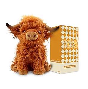 10.5 Inches Highland Cows Stuffed Animals, Cute Fluffy Cow Plush Figure